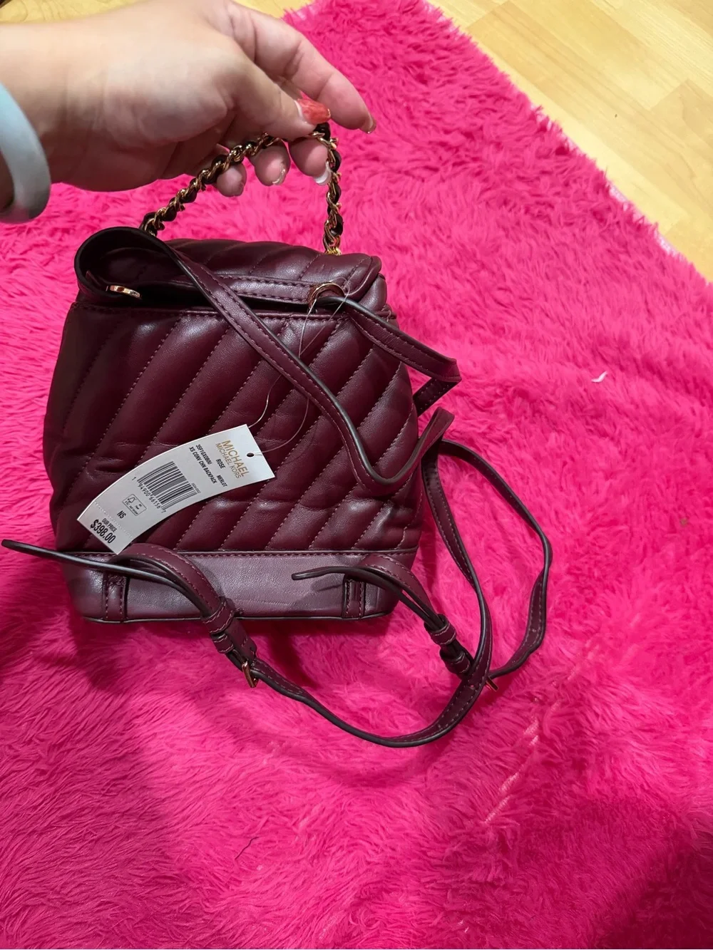 Women's Small Satchel Handbag in Light Pink with Gold Hardware
